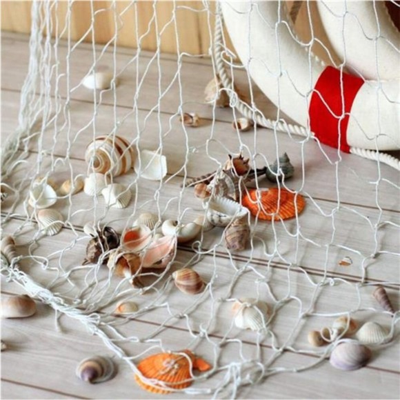 Natural Fishing Net Decor with Shells 79 Inch Beach Theme Decor for Party Home - Picture 6 of 7